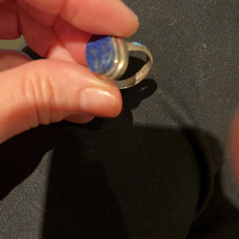Silver ring blue stone with speckles 925 sterling - Picture 7 of 9